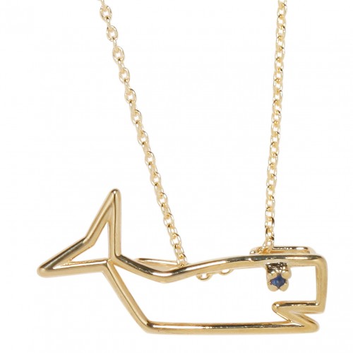 Aliita Yellow Gold Ballena Zafiro Azul Necklace 2