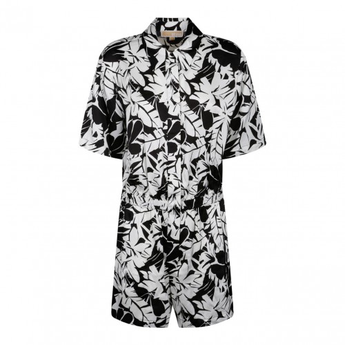 Michael Kors Palm Print Satin Romper