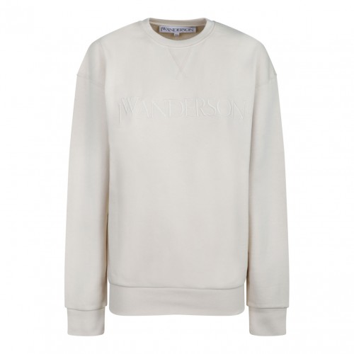 JW Anderson Light Beige Logo Embroidered Sweatshirt
