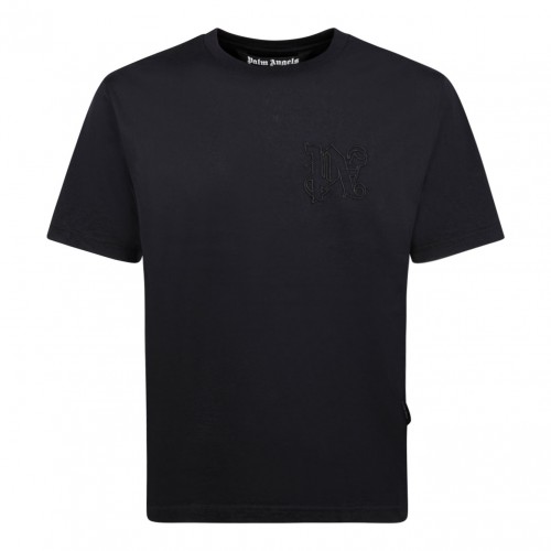 Palm Angels Embroidered Logo Black T-Shirt