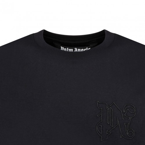 Palm Angels Embroidered Logo Black T-Shirt