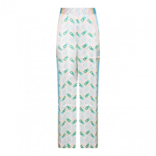 Multicolor Silk Straight Trousers