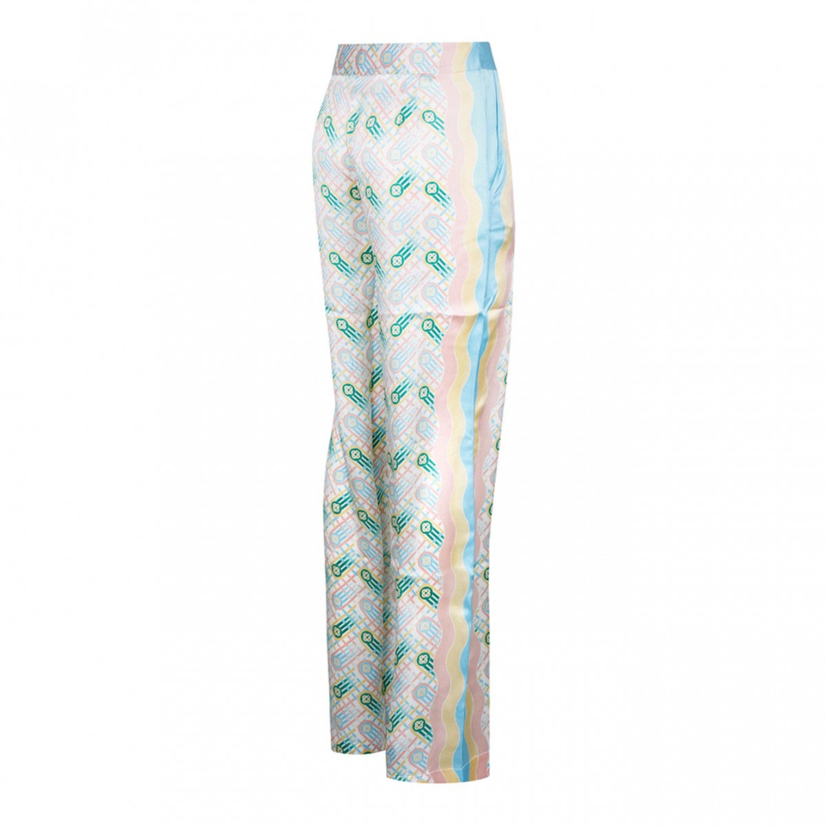 Multicolor Silk Straight Trousers
