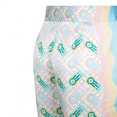 Multicolor Silk Straight Trousers