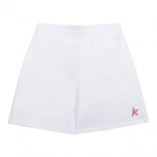 White and Pink Star Print Shorts