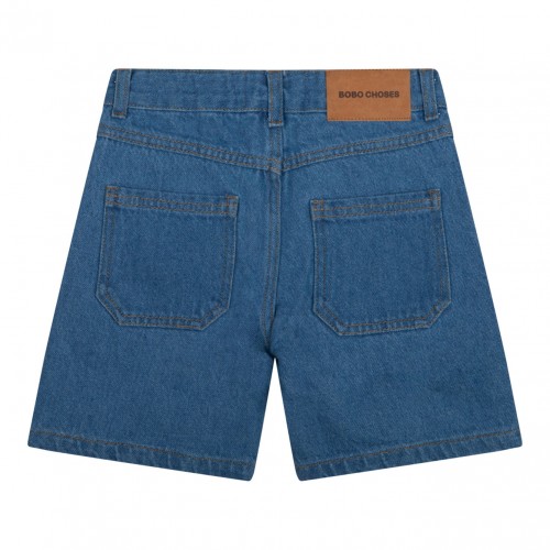 Contrast Patch Denim Shorts 2