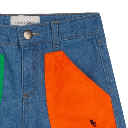 Contrast Patch Denim Shorts