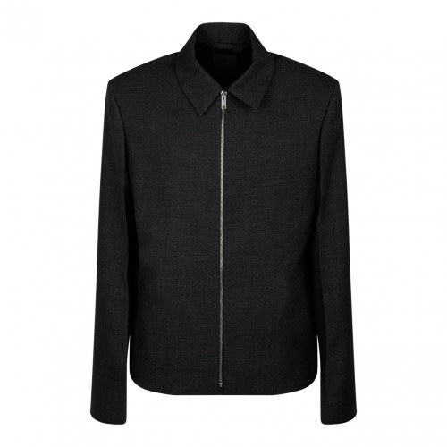 Virgin Wool Grey Mlange Short Jacket