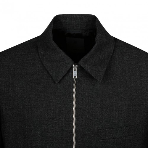 Virgin Wool Grey Mlange Short Jacket