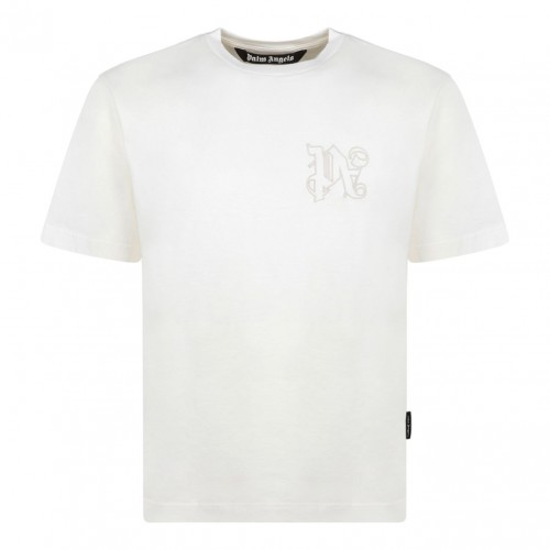 Palm Angels Embroidered Logo White T-Shirt
