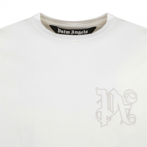 Palm Angels Embroidered Logo White T-Shirt