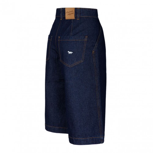 Maison Kitsun Indigo Workwear Denim Bermuda