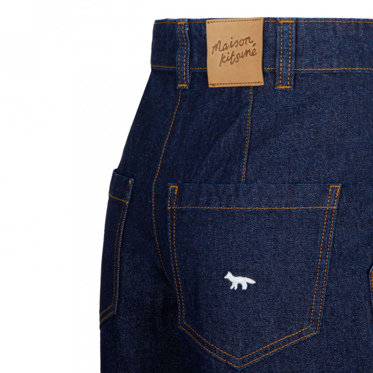 Maison Kitsun Indigo Workwear Denim Bermuda