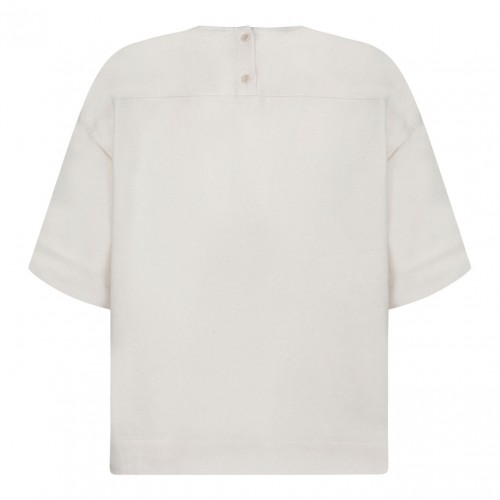 Cream Logo Embroidered T-Shirt