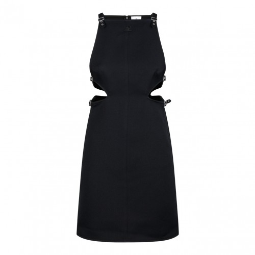 Courreges Black Slash Buckle Twill Dress