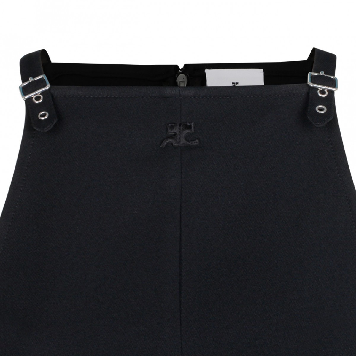 Courreges Black Slash Buckle Twill Dress