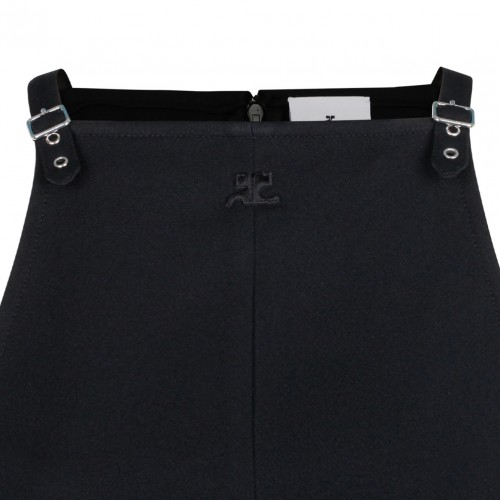 Courreges Black Slash Buckle Twill Dress