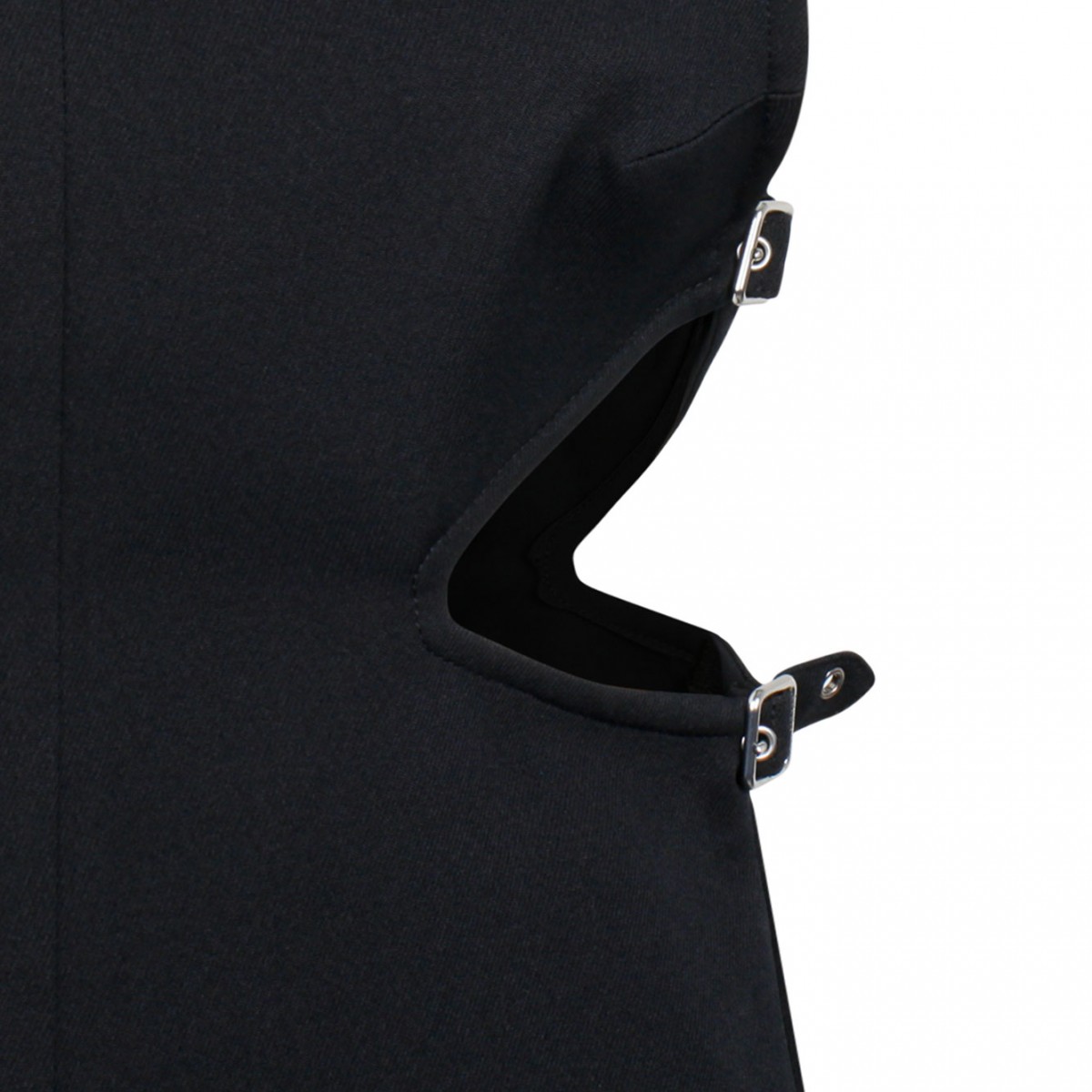 Courreges Black Slash Buckle Twill Dress