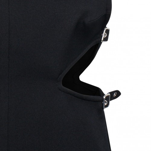 Courreges Black Slash Buckle Twill Dress