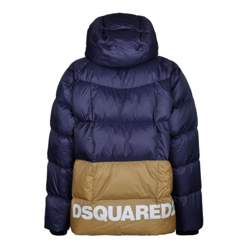 Navy Blue and Red Puffer Jacket 2