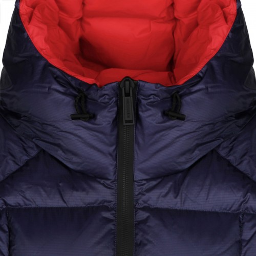Navy Blue and Red Puffer Jacket