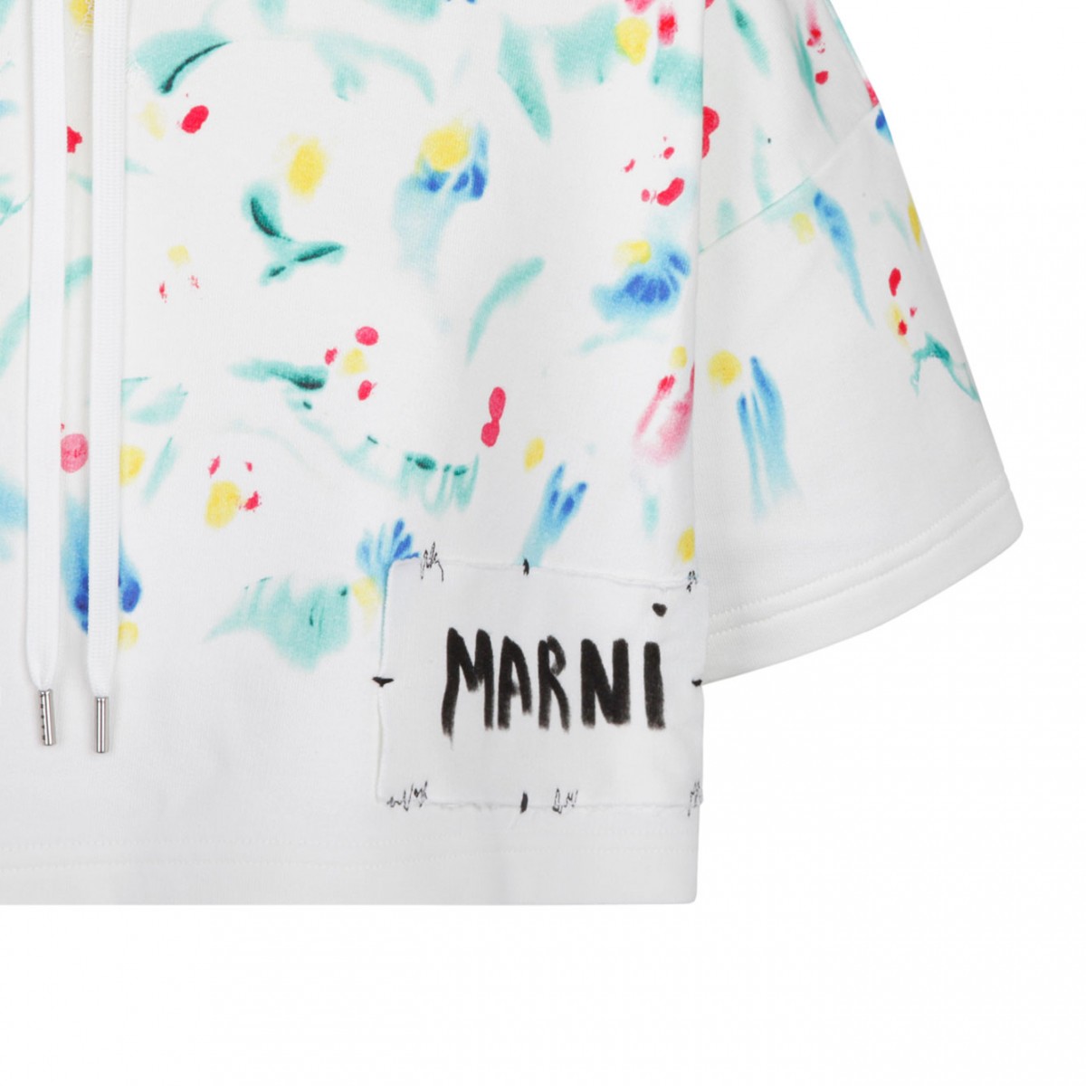 Marni White and Multicolour Cropped Sweatshirt