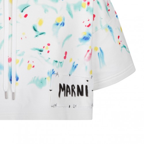 Marni White and Multicolour Cropped Sweatshirt