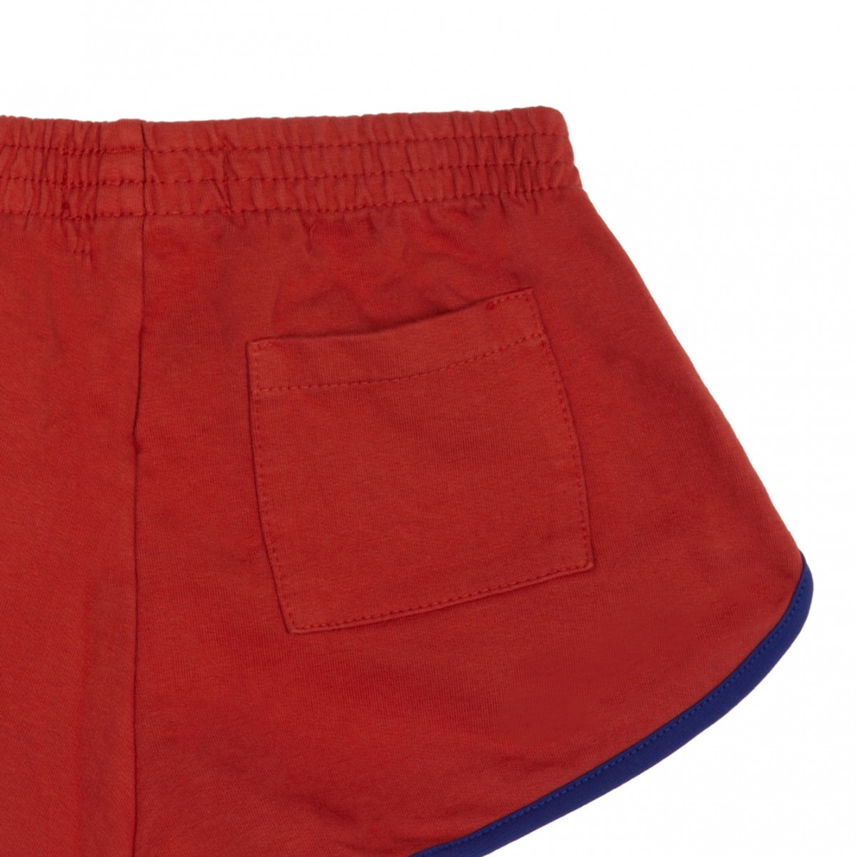 Red and Blue Logo Print Shorts