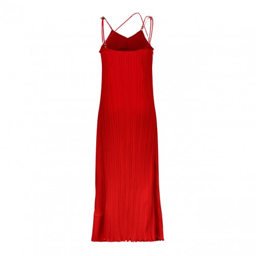Straps Pleated Long Red Dress 2