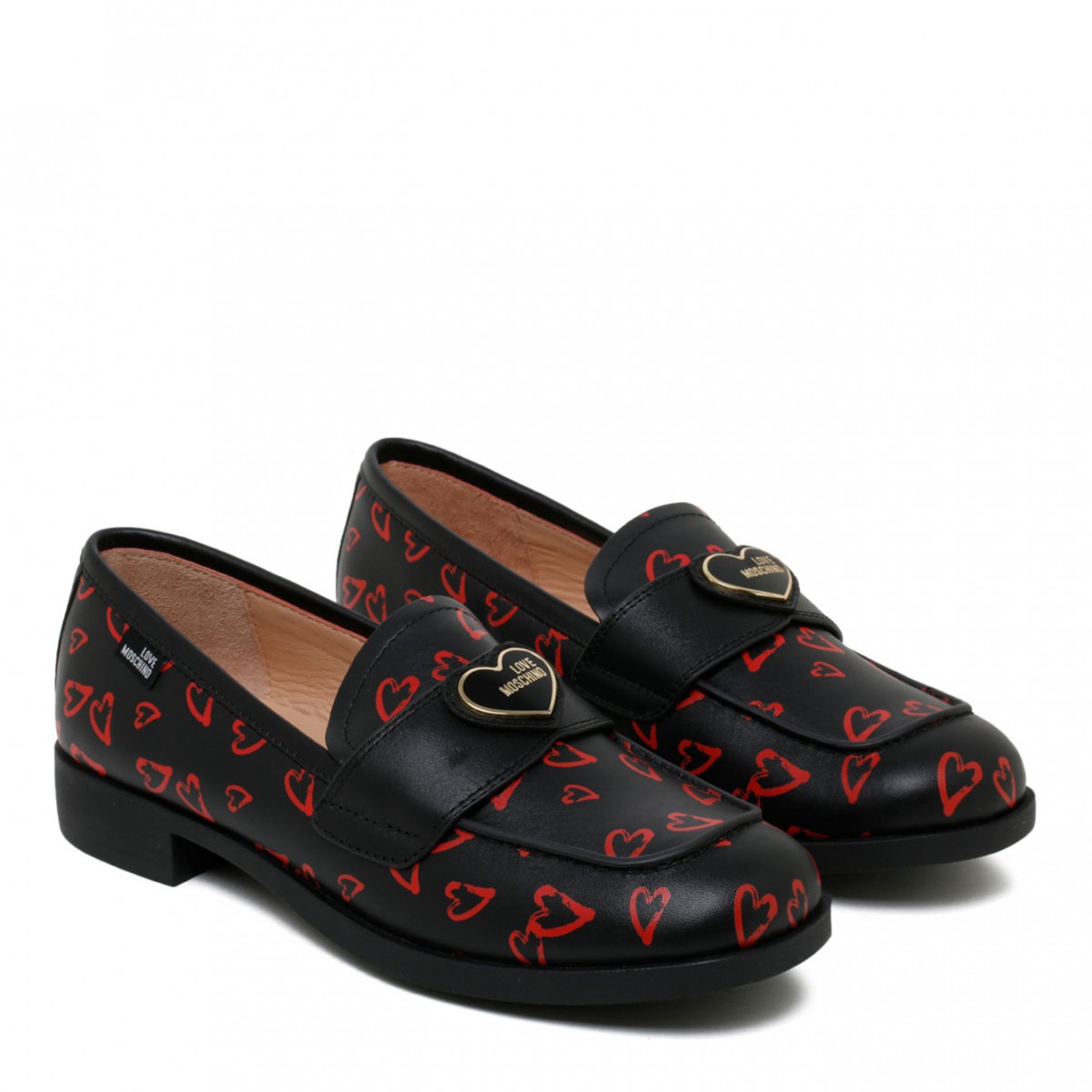 Love Moschino Black Logo Applique Loafers