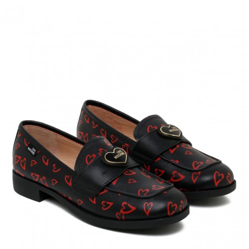 Love Moschino Black Logo Applique Loafers