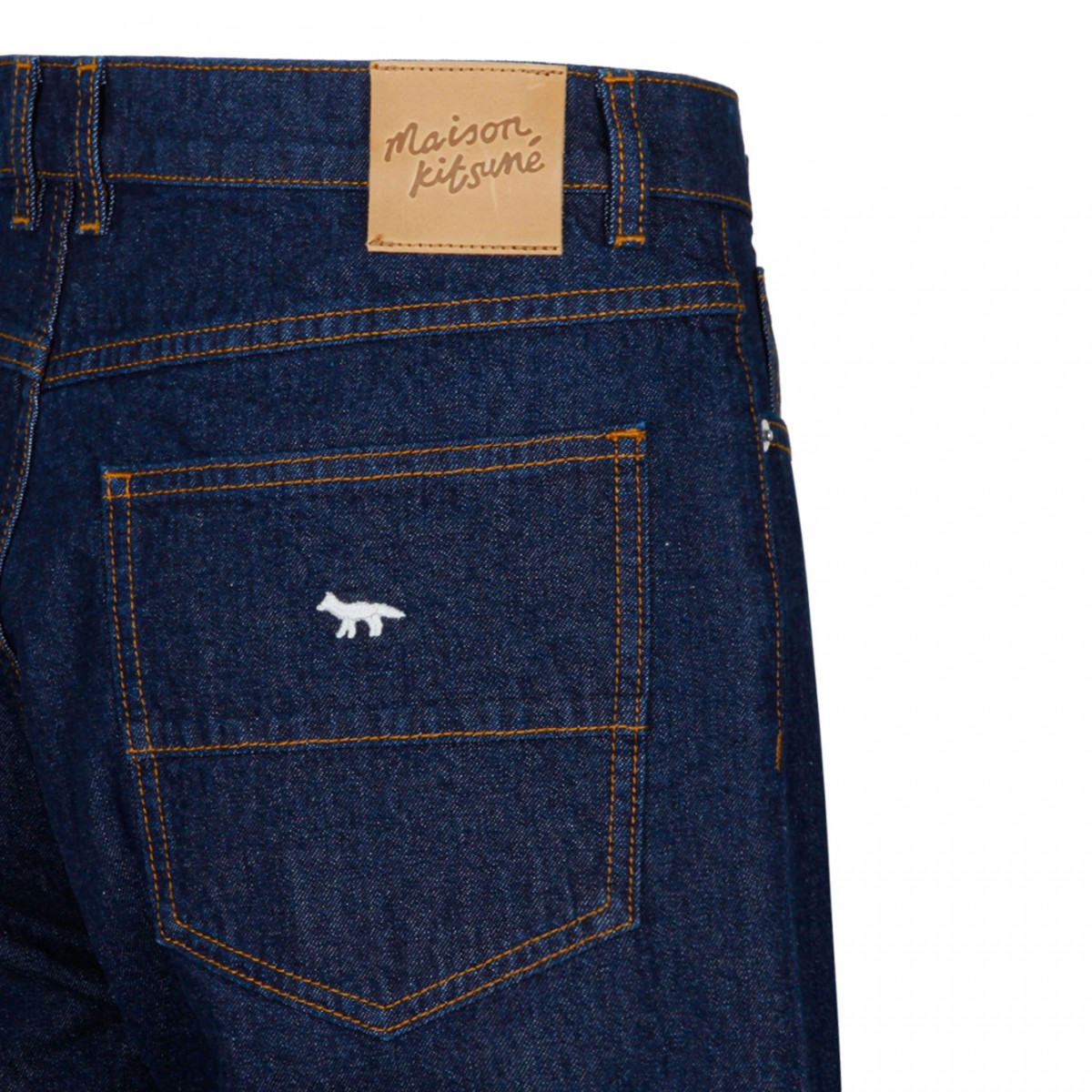 Maison Kitsun Indigo Straight Denim Jeans