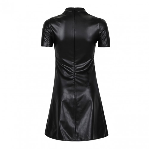 Black A-Line Leather Dress