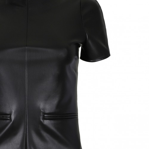 Black A-Line Leather Dress