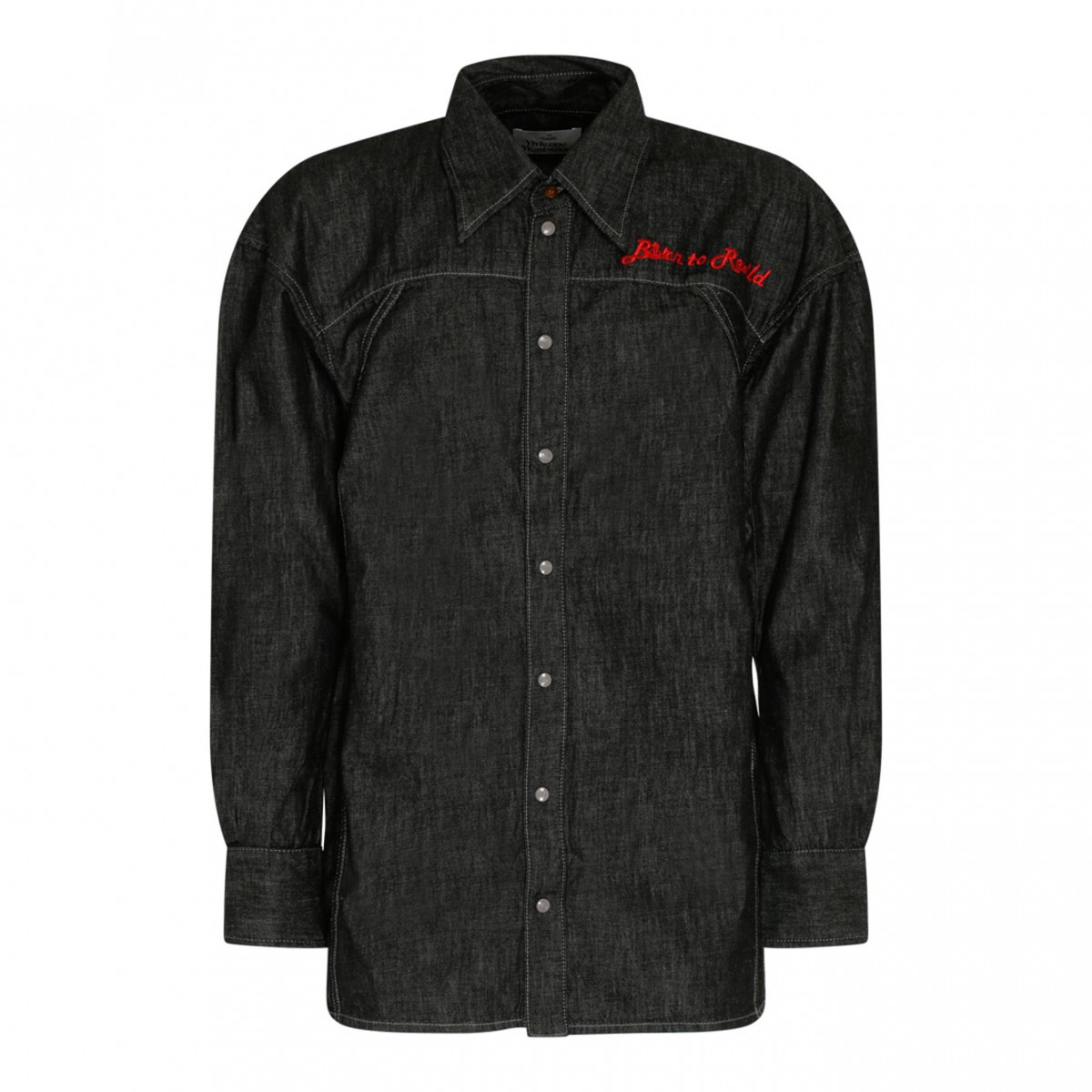 Black Cotton Logo Embroidered Shirt