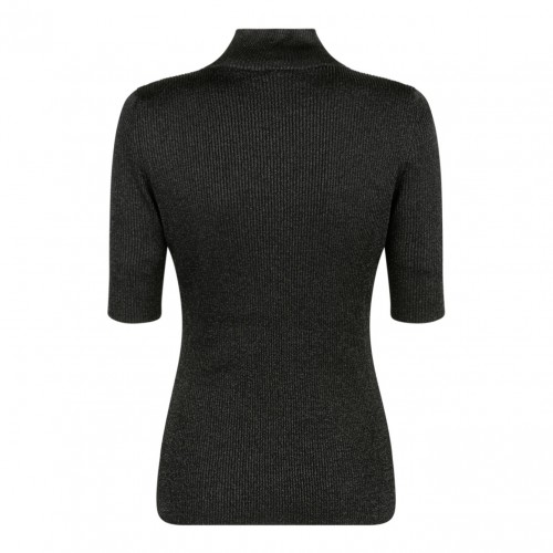 Black Glitter Detail Top