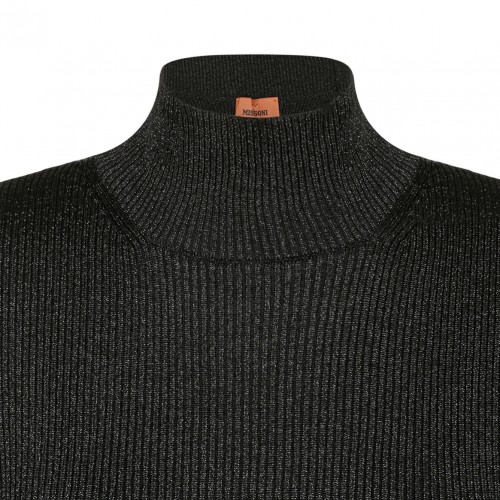 Black Glitter Detail Top