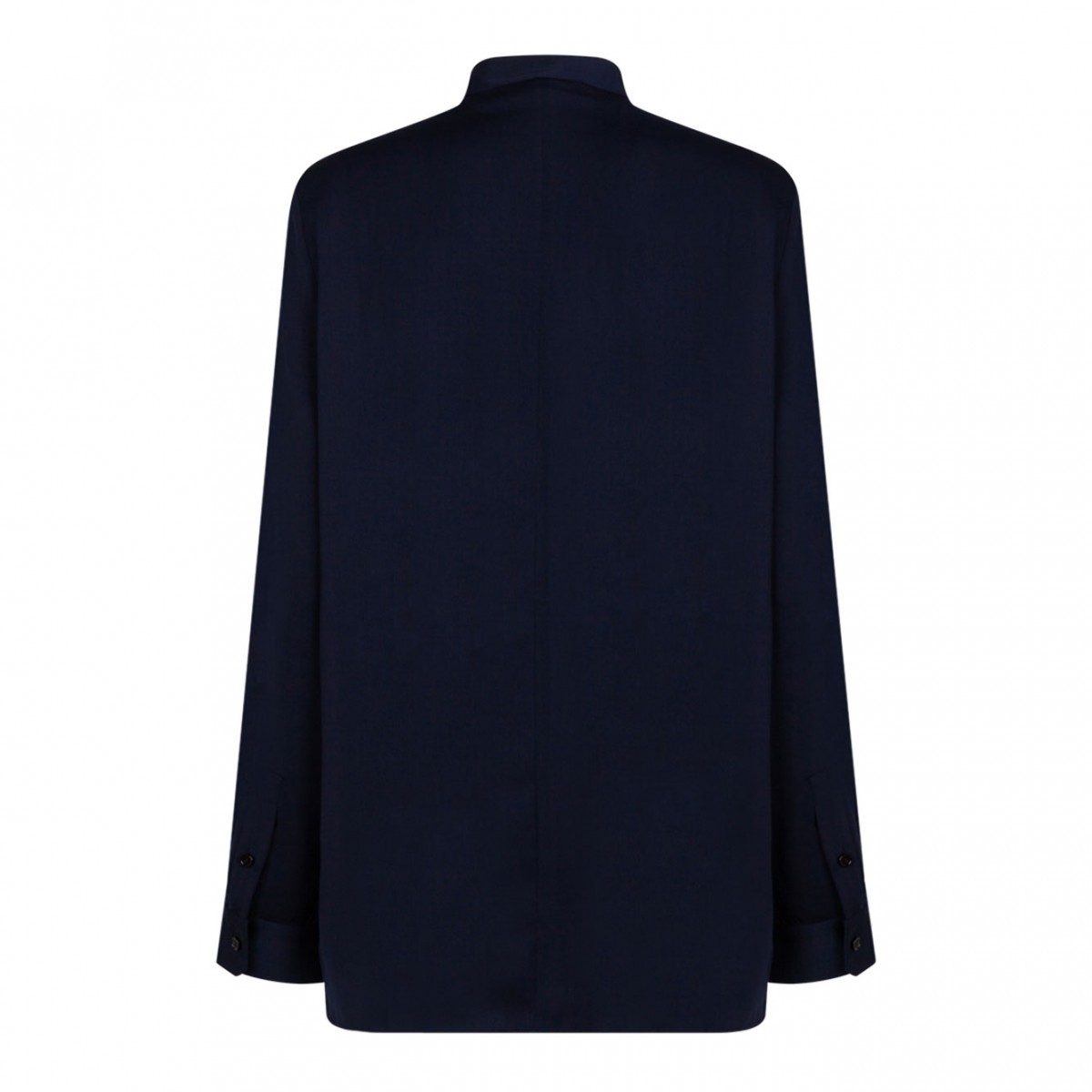 Maison Kitsun Navy Blue Collarless Shirt