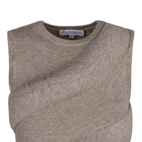 JW Anderson Beige Padded Twisted Tank Dress