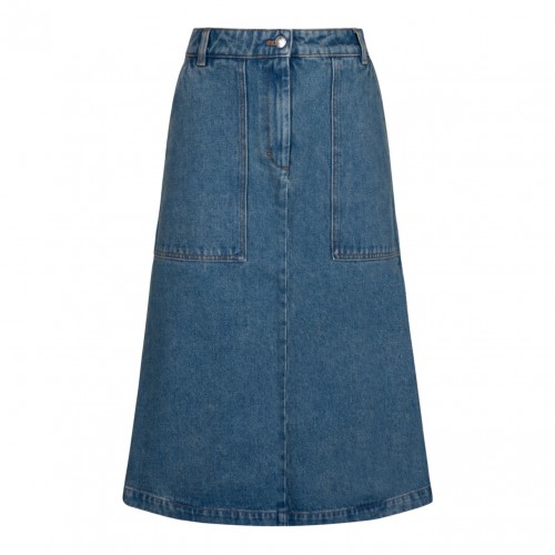 Maison Kitsun Indigo Blue Midi Skirt