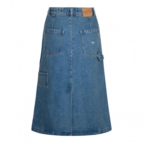 Maison Kitsun Indigo Blue Midi Skirt