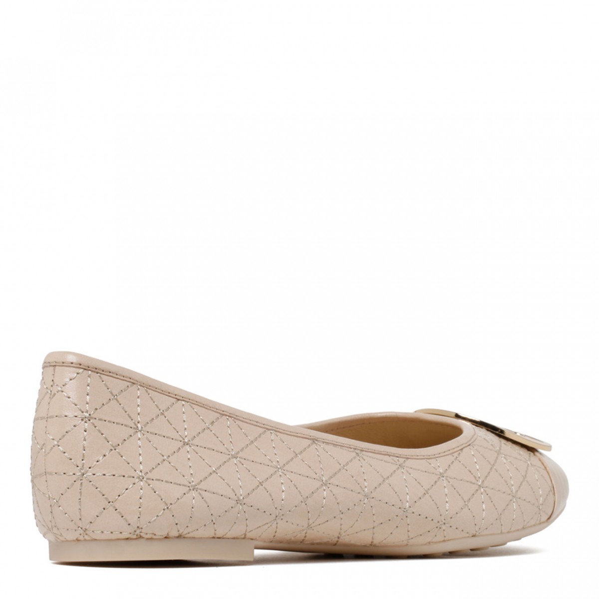 Beige Calf Leather Ballerina Shoes