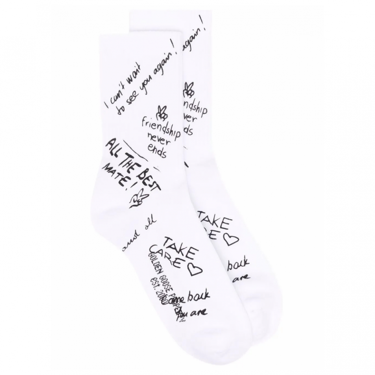White Scribble-Print Socks