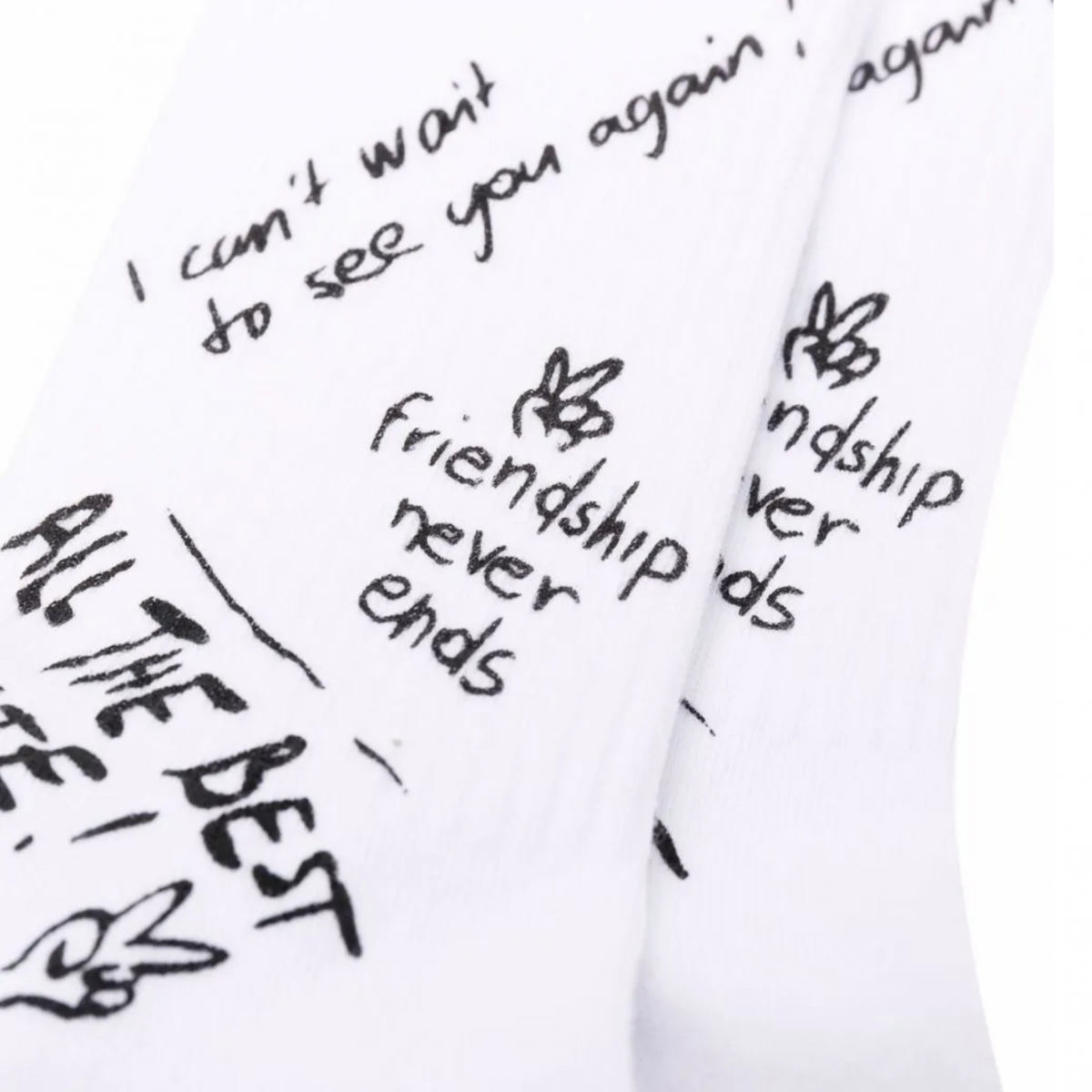 White Scribble-Print Socks