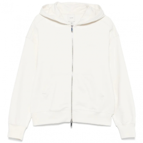 Ecru Cotton Zip-Up Hoodie