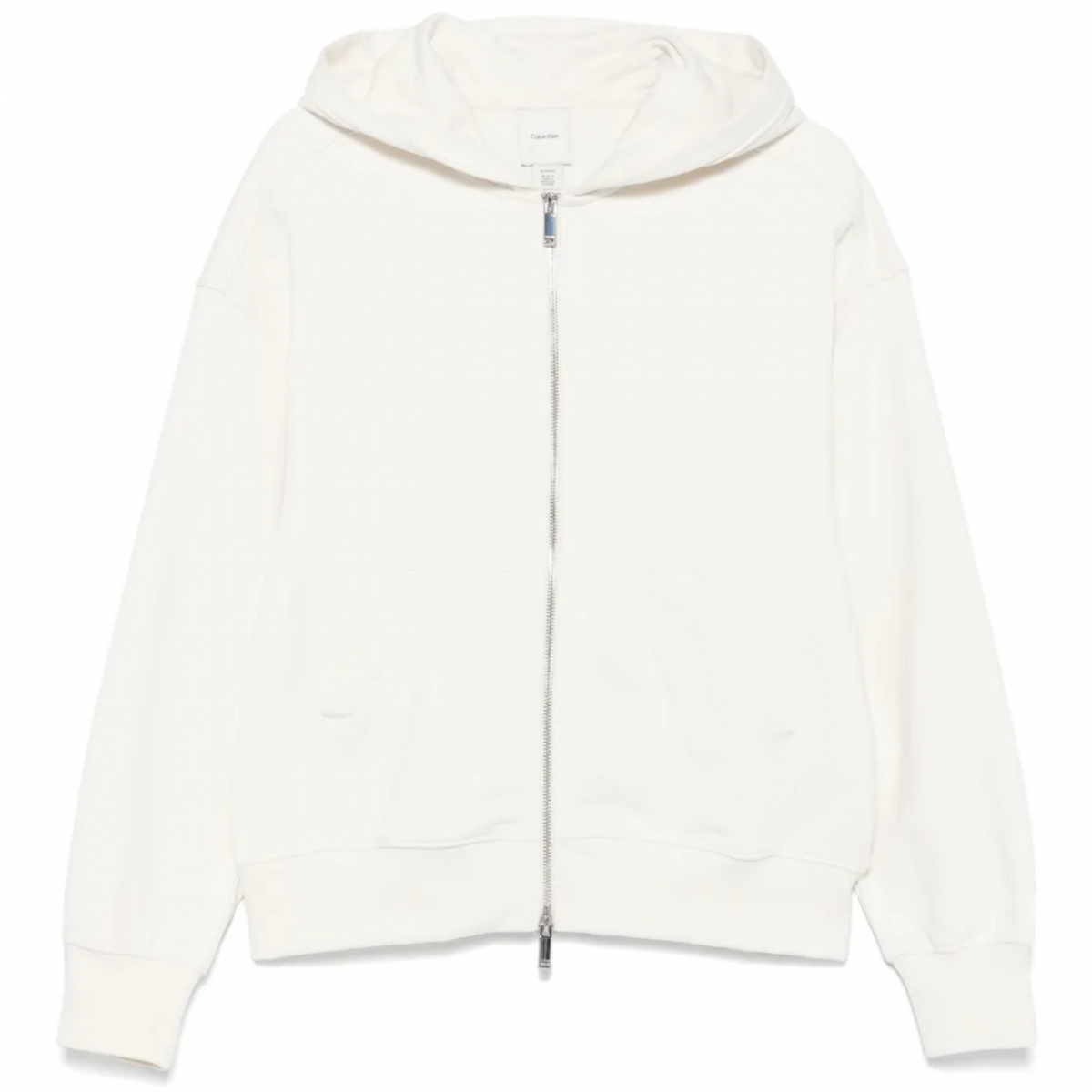 Ecru Cotton Zip-Up Hoodie