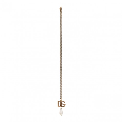 Gold Tone Logo Pendant Necklace