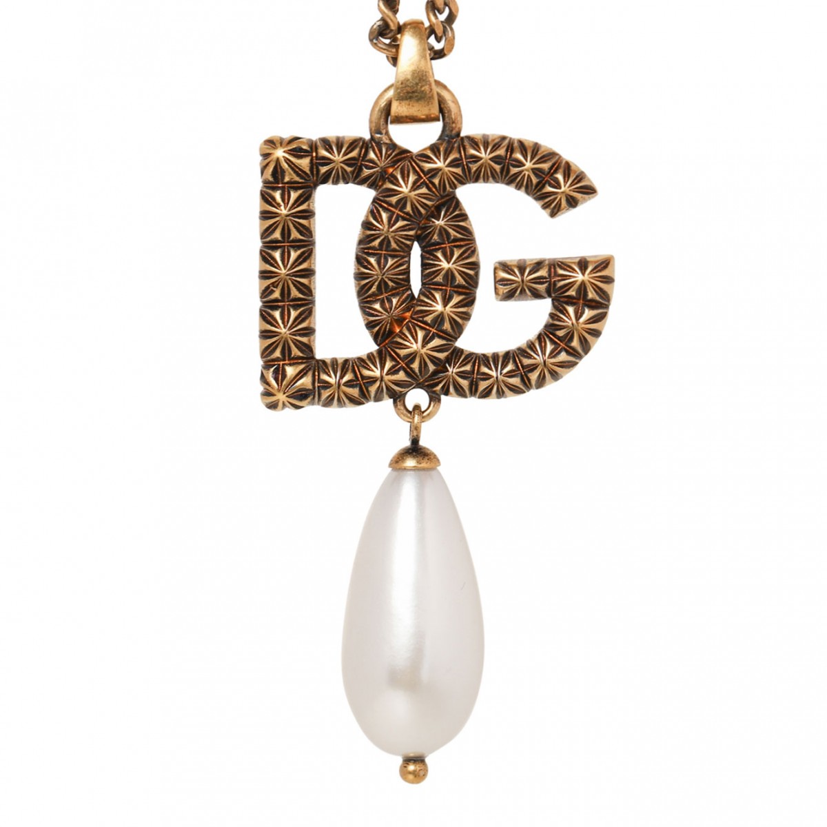 Gold Tone Logo Pendant Necklace