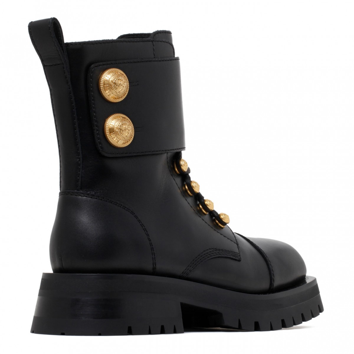 Black Calf Leather Ranger Army Ankle Boots