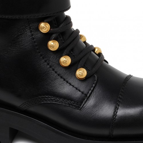 Black Calf Leather Ranger Army Ankle Boots